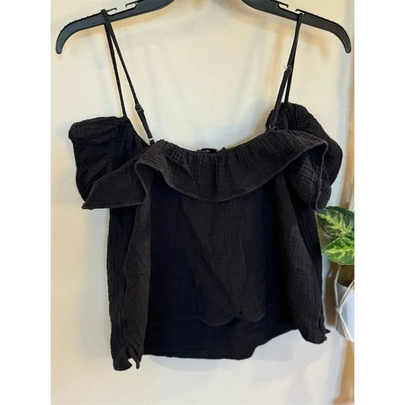 J. Crew Women's Black Ruffle Gauze Camisole Tank Top Size Small - Picture 4 of 6